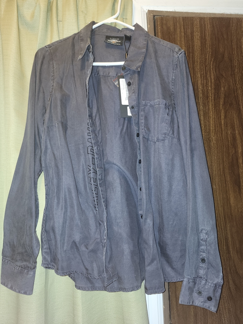 Charcoal Grey Luxe: Harley‑Davidson Women’s Button‑Down Shirt
